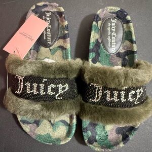 Brand New Juicy Couture Camouflage Fur Slides (Multiple Sizes)